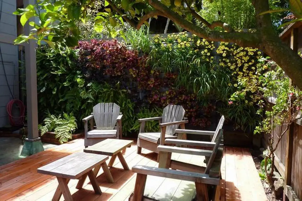 Vertical Garden With Plants and Flowers