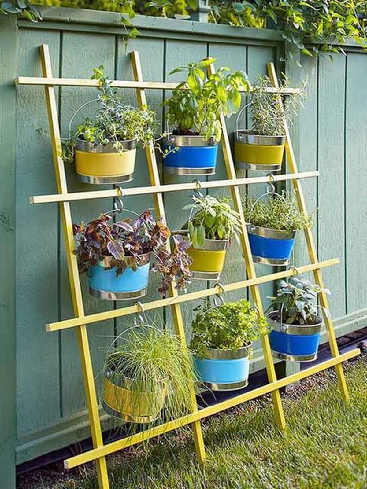 Large DIY Trellis Frame With Hanging Pots
