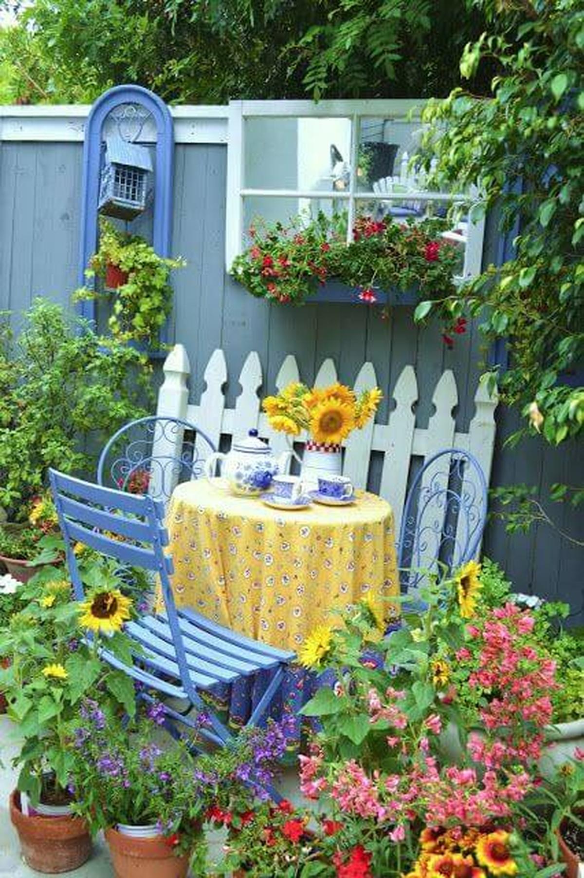 Colorful Place With Flowers And Plants