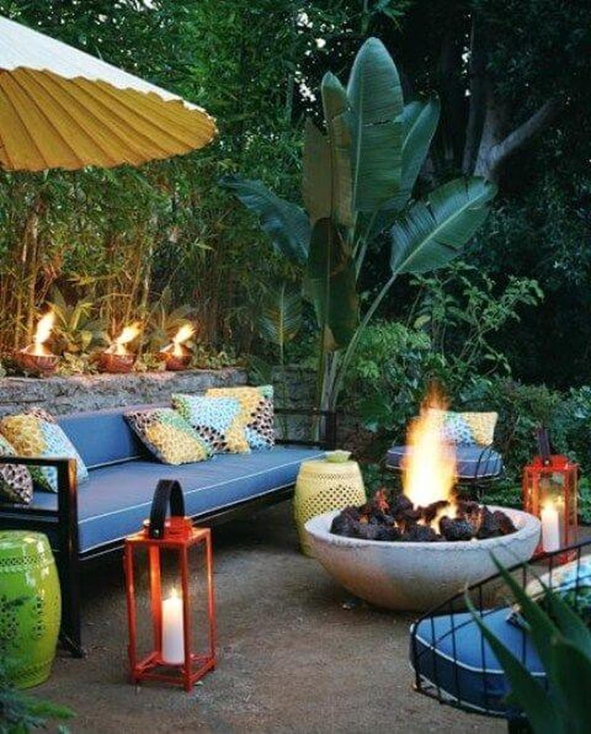 Cozy Space With DIY Fire Pit and The Light Of Candles