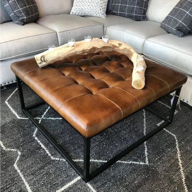 Industrial Leather Ottoman Style